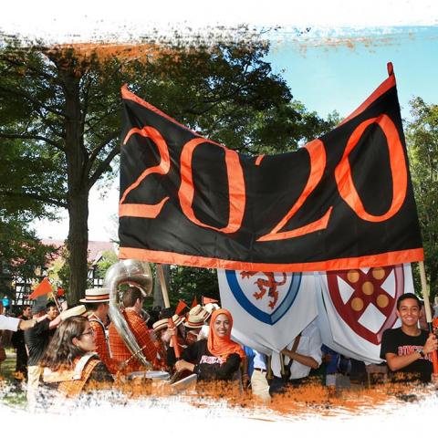Princeton's Class of 2020 walking in the pre-rade