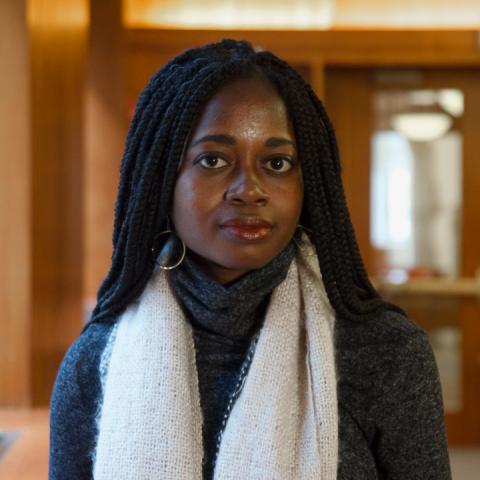 Joelle Gamble wearing a white scarf