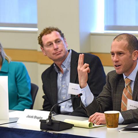 Jacob N. Shapiro of the Woodrow Wilson School welcomes attendees at the 8th Annual Meeting of the Empirical Studies of Conflict Project. (Photo courtesy of Jeffrey Helsing, United States Institute of Peace)