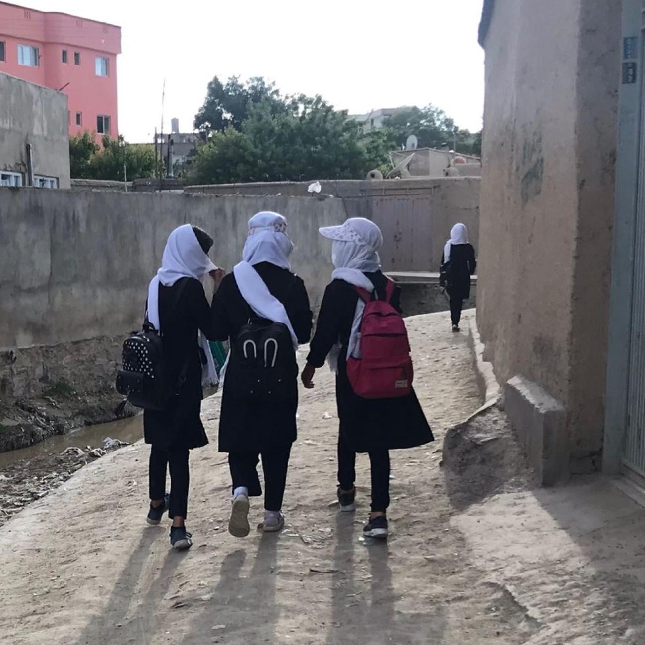 Girls walking in Afghanistan