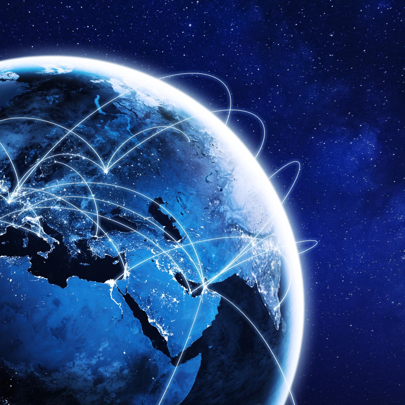 world globe with parallel lines