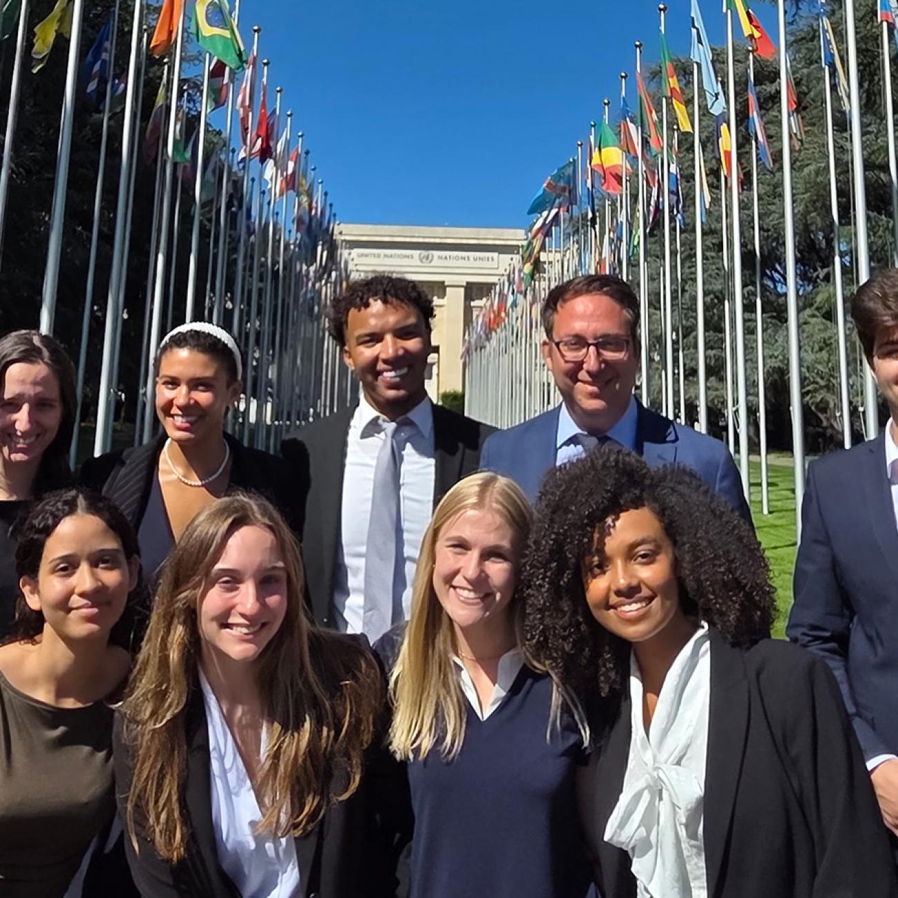 Udi Ofer with SPIA students in front of Palais de Nations, Switzerland