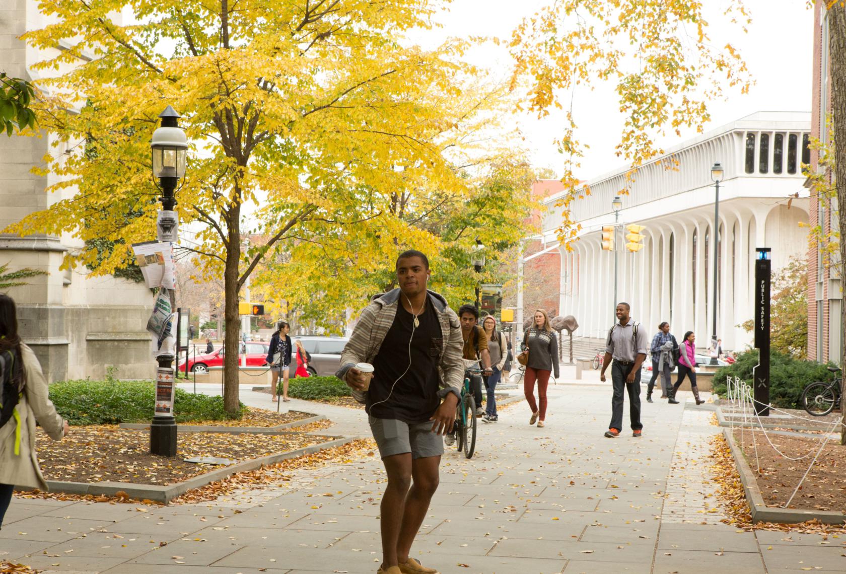 students walking outside of Robertson Hall