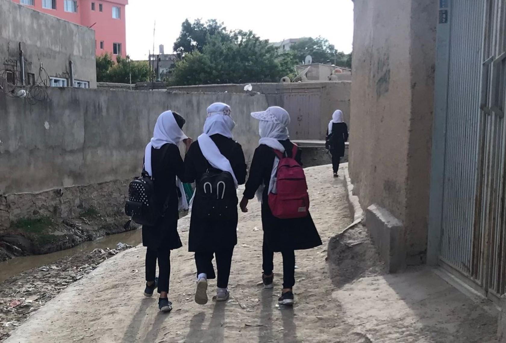 Girls walking in Afghanistan
