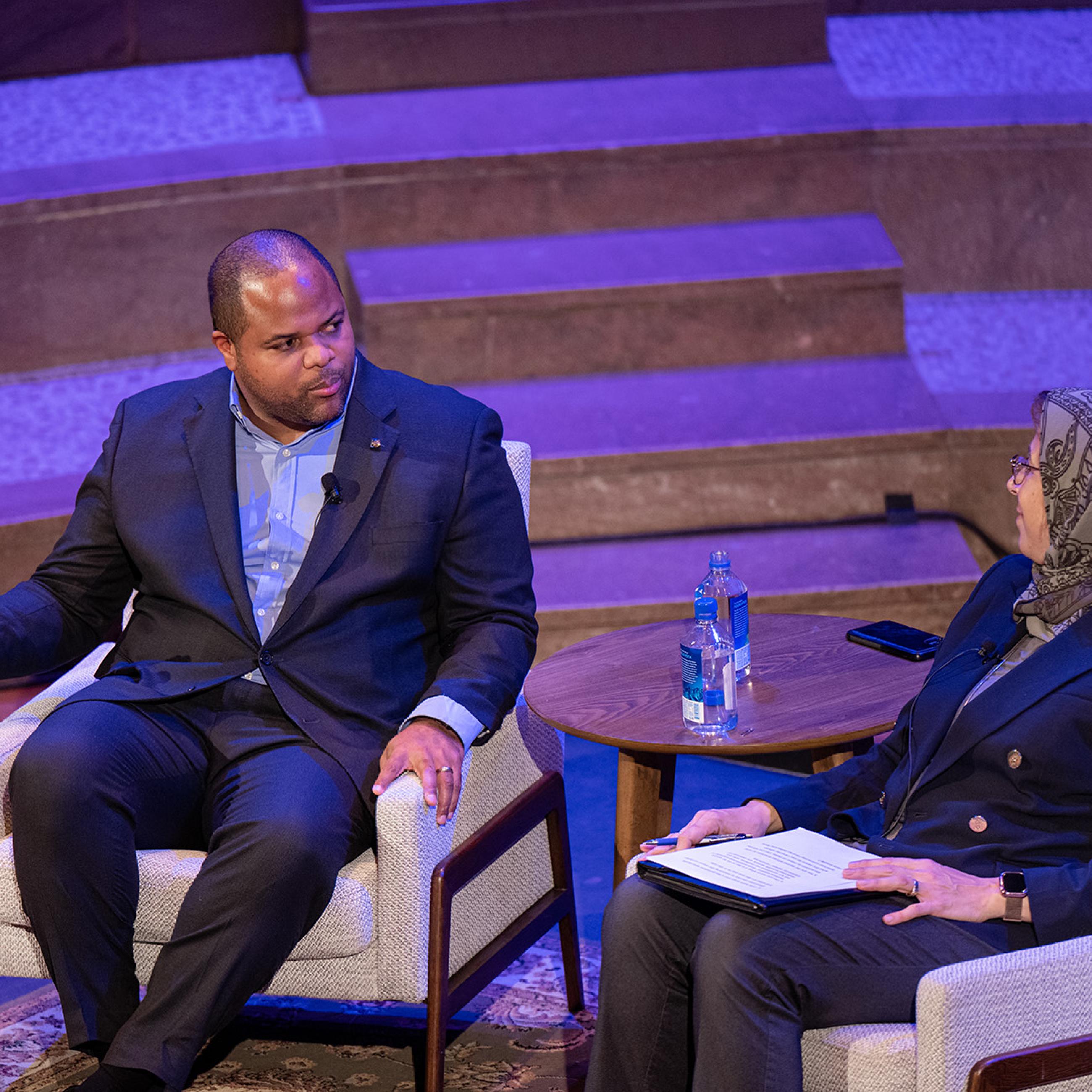 Mayor Eric Johnson and Dean Amaney Jamal
