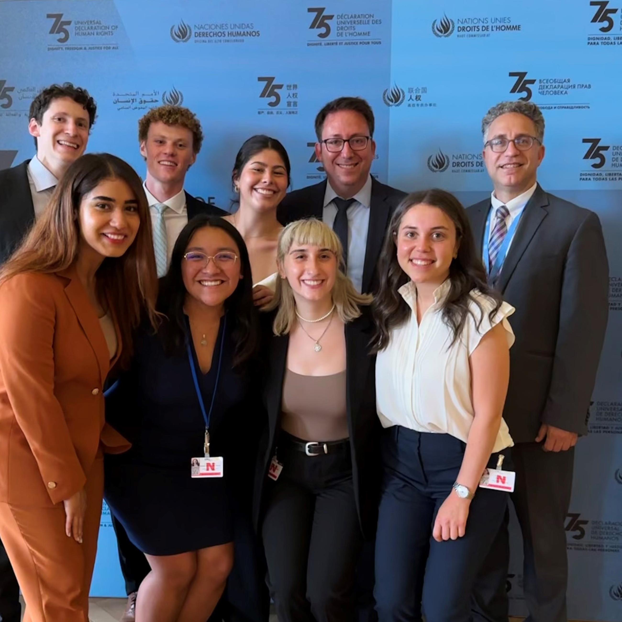 Photo of the students right after presenting to the United Nations Human Rights Committee in Geneva