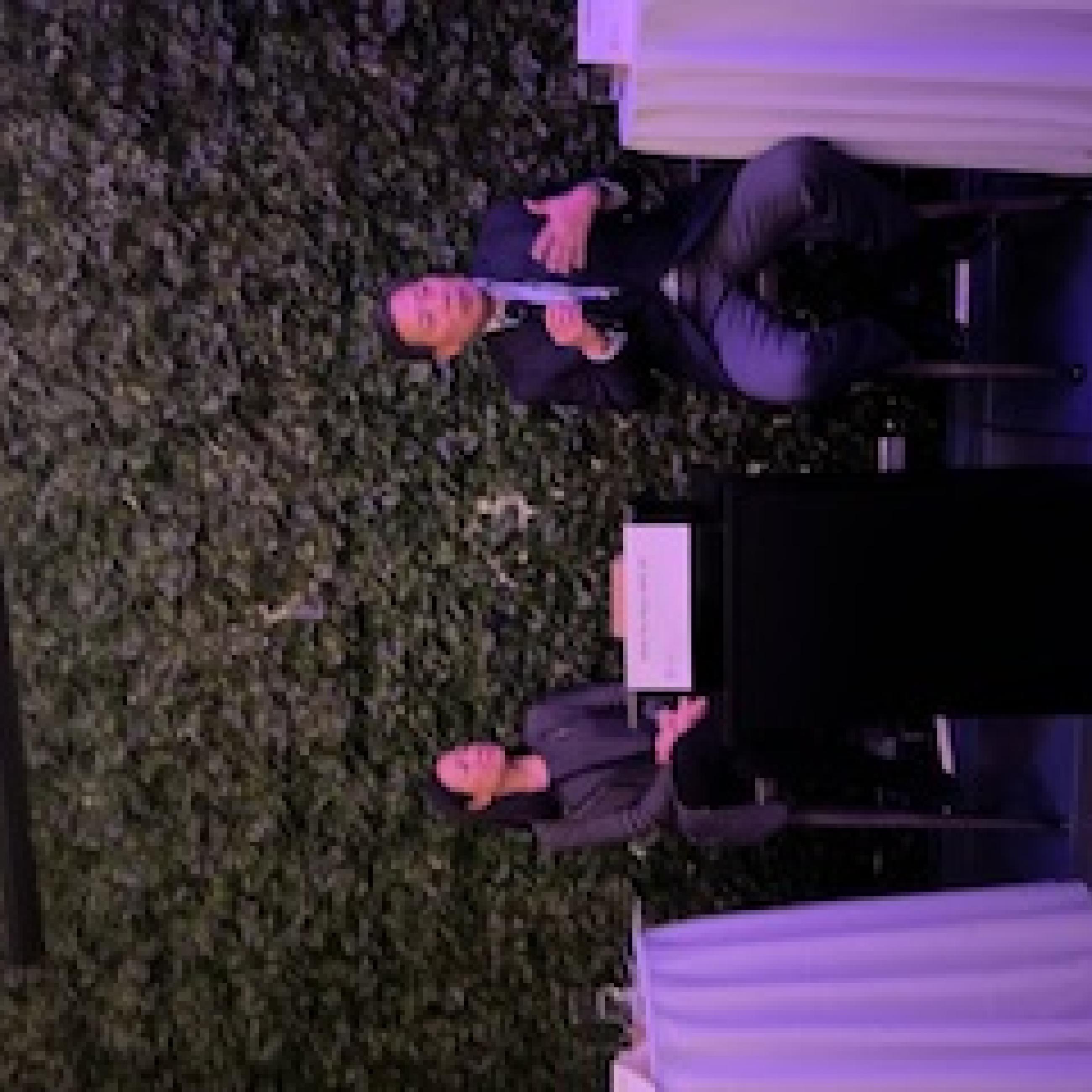 Minh-Thu Pham MPA ’03 and Ambassador Christopher P. Lu ’88 speaking with students