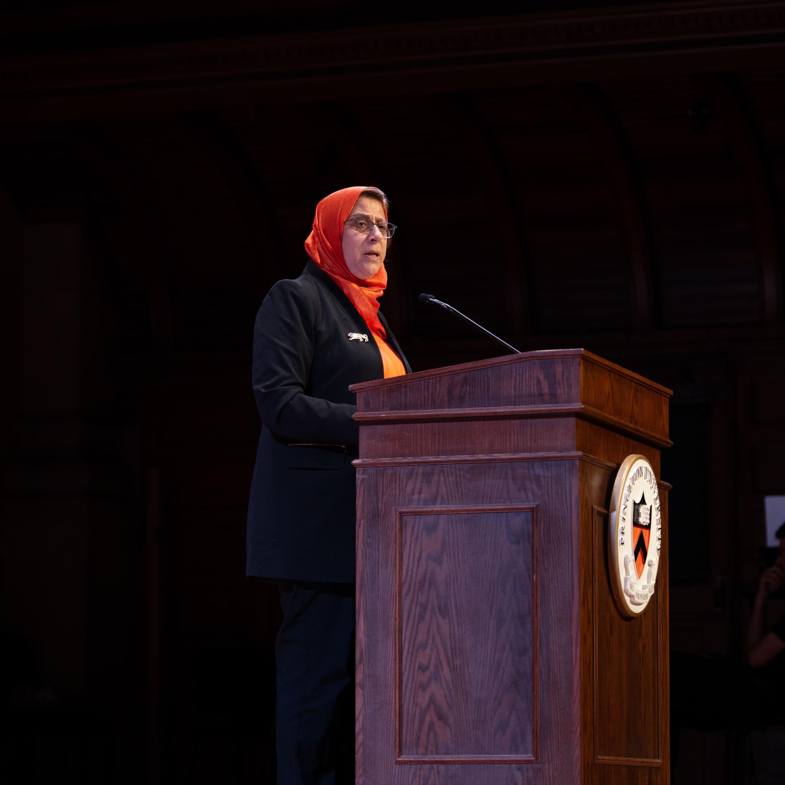 2024 SPIA Class Day Ceremony with Dean Jamal at podium