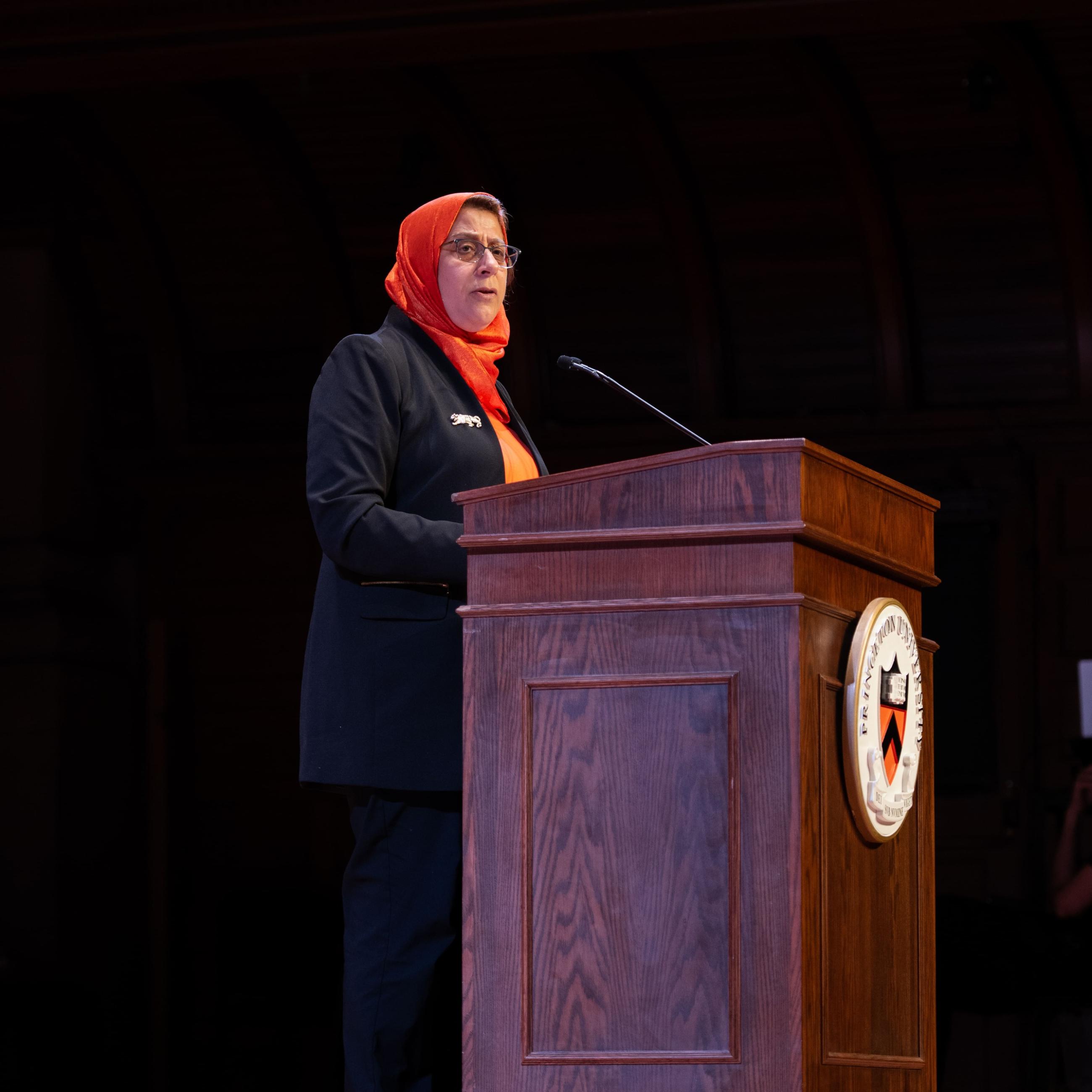 2024 SPIA Class Day Ceremony with Dean Jamal at podium