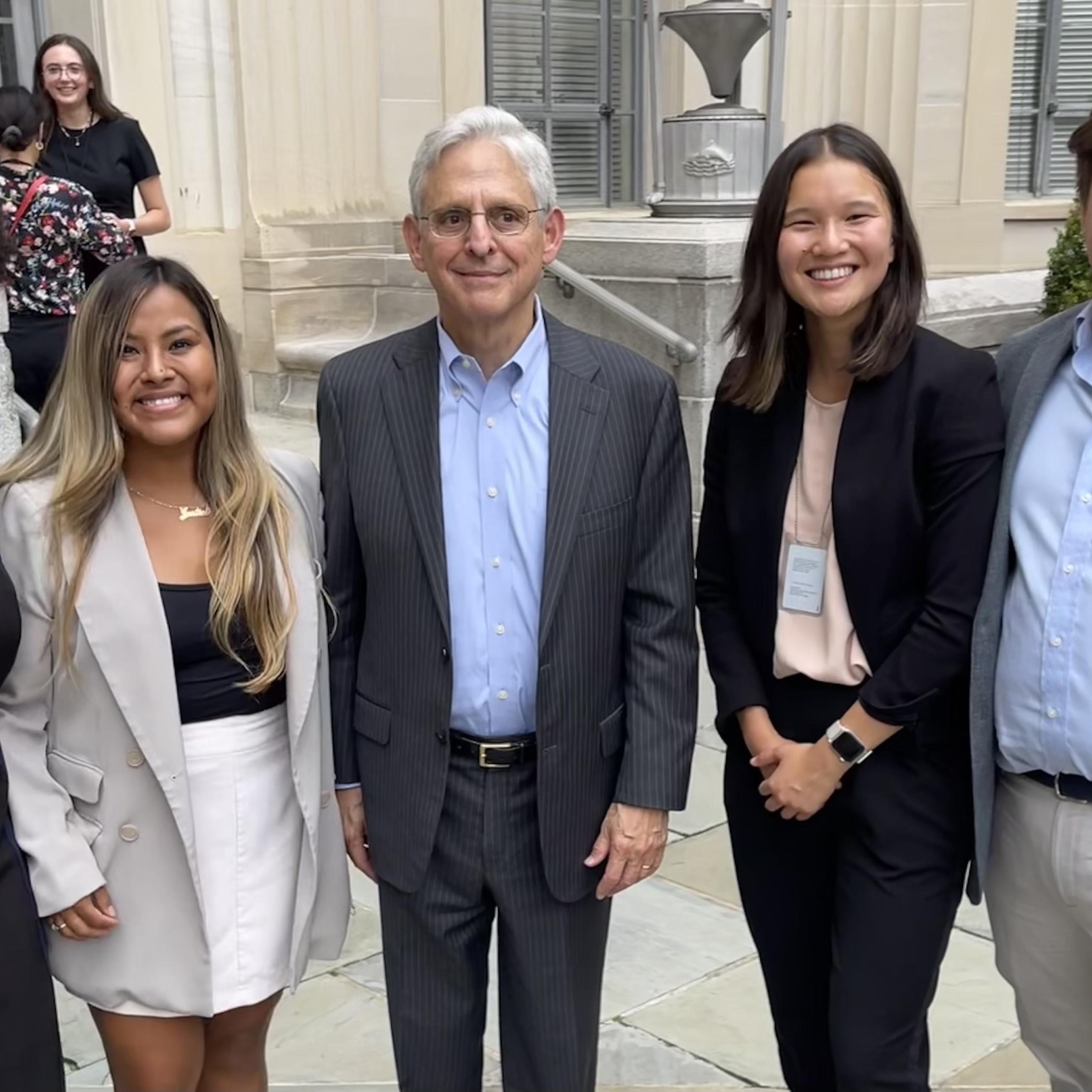 Ella Gantman '23, MPA '27 with Attorney General Merrick Garland