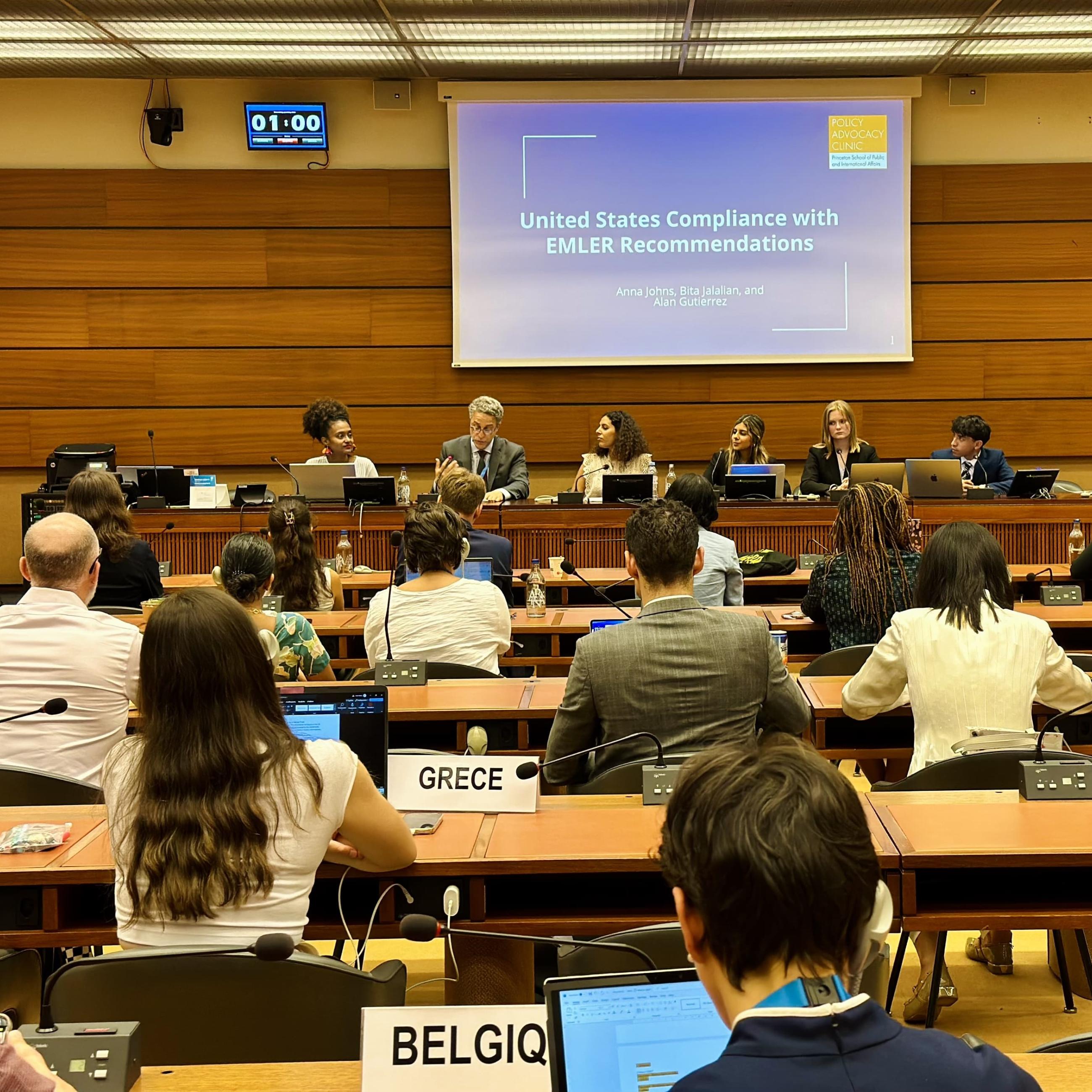 Students presenting at UN Human Rights Council side event at Palais Des Nations