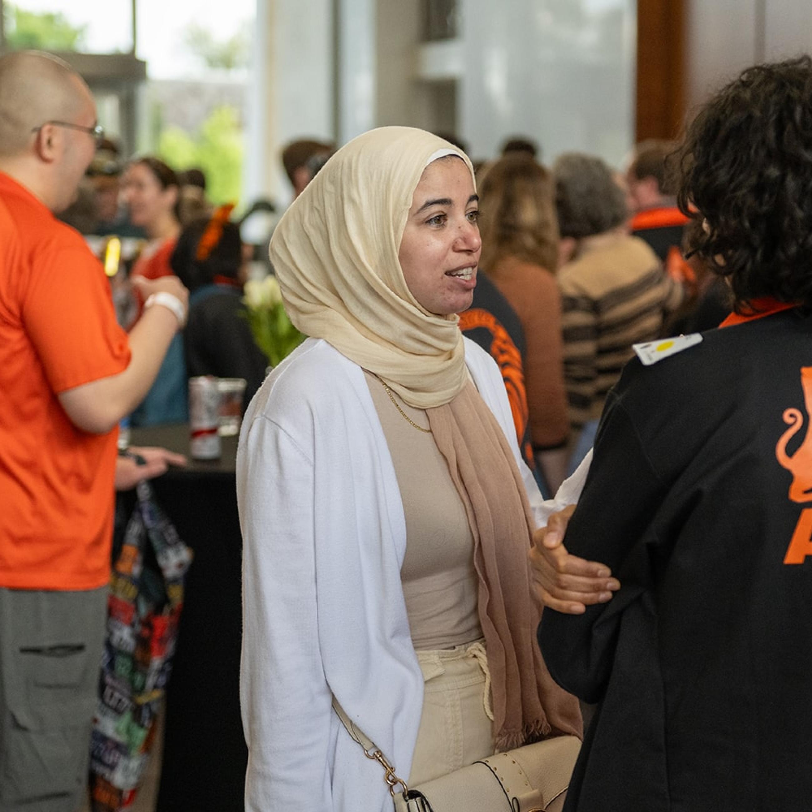 SPIA alum attending 2025 Reunions reception in Dodd's atrium