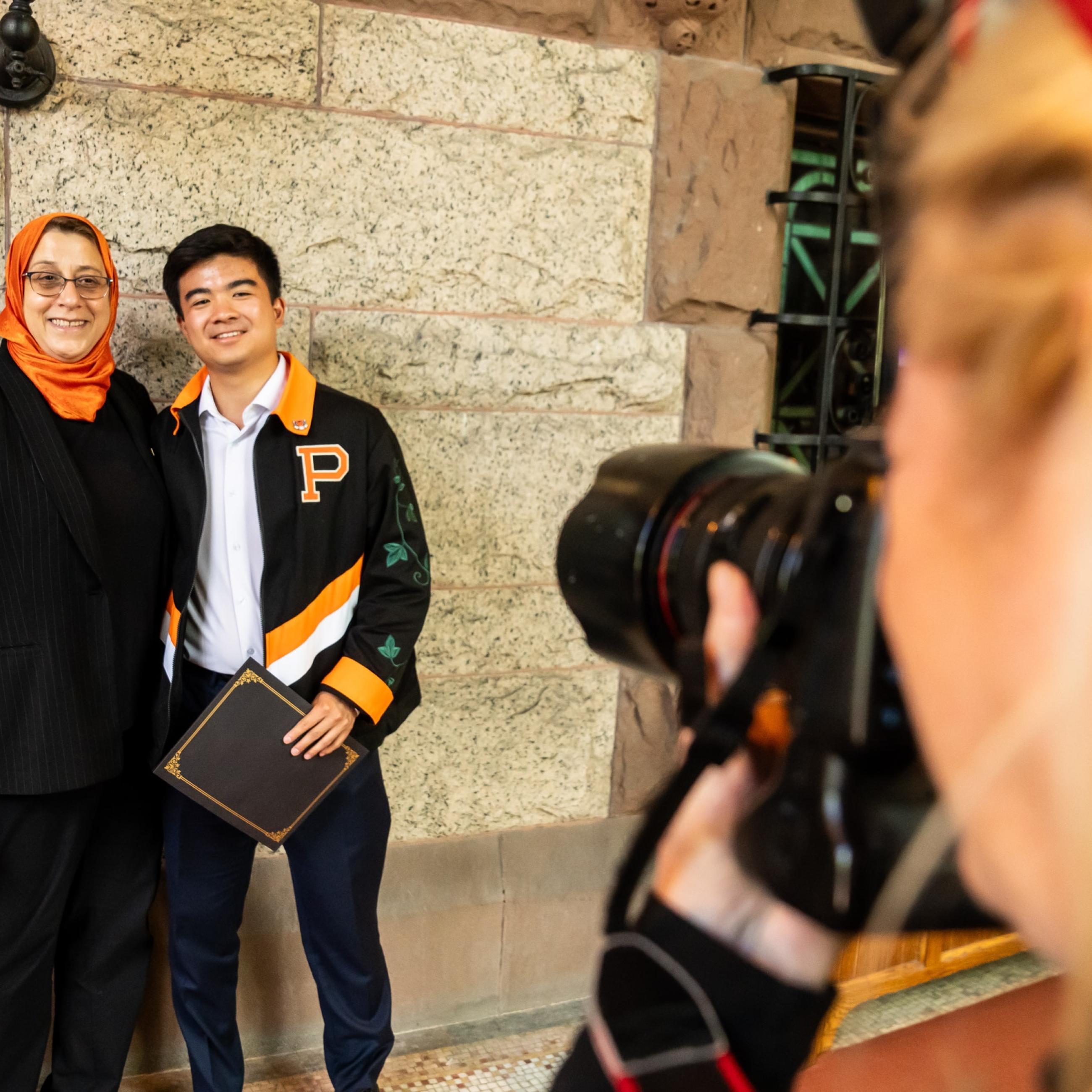 Dean Amaney Jamal with SPIA graduate during Class Day 2025