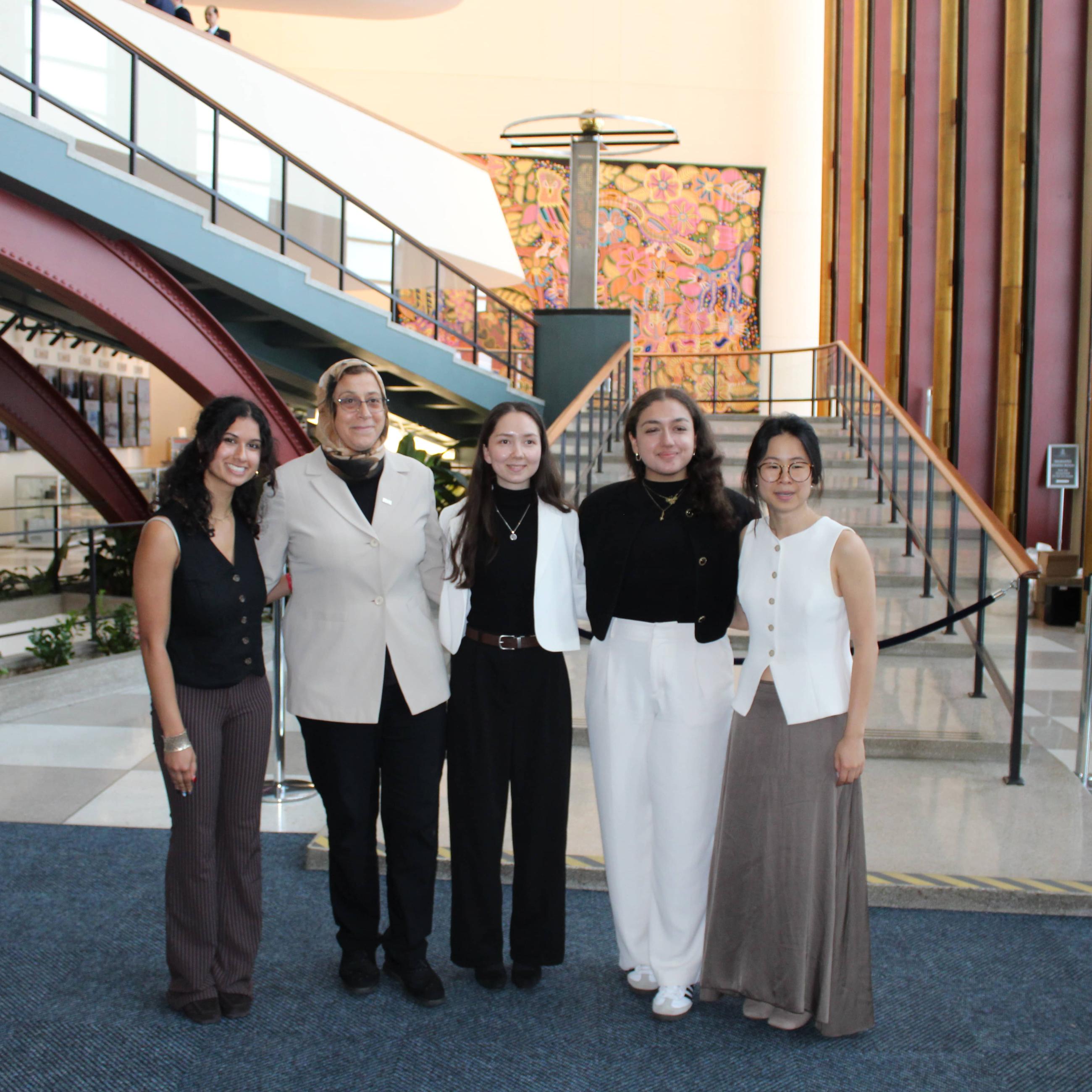 Dean Amaney Jamal with students at UNGA 2025