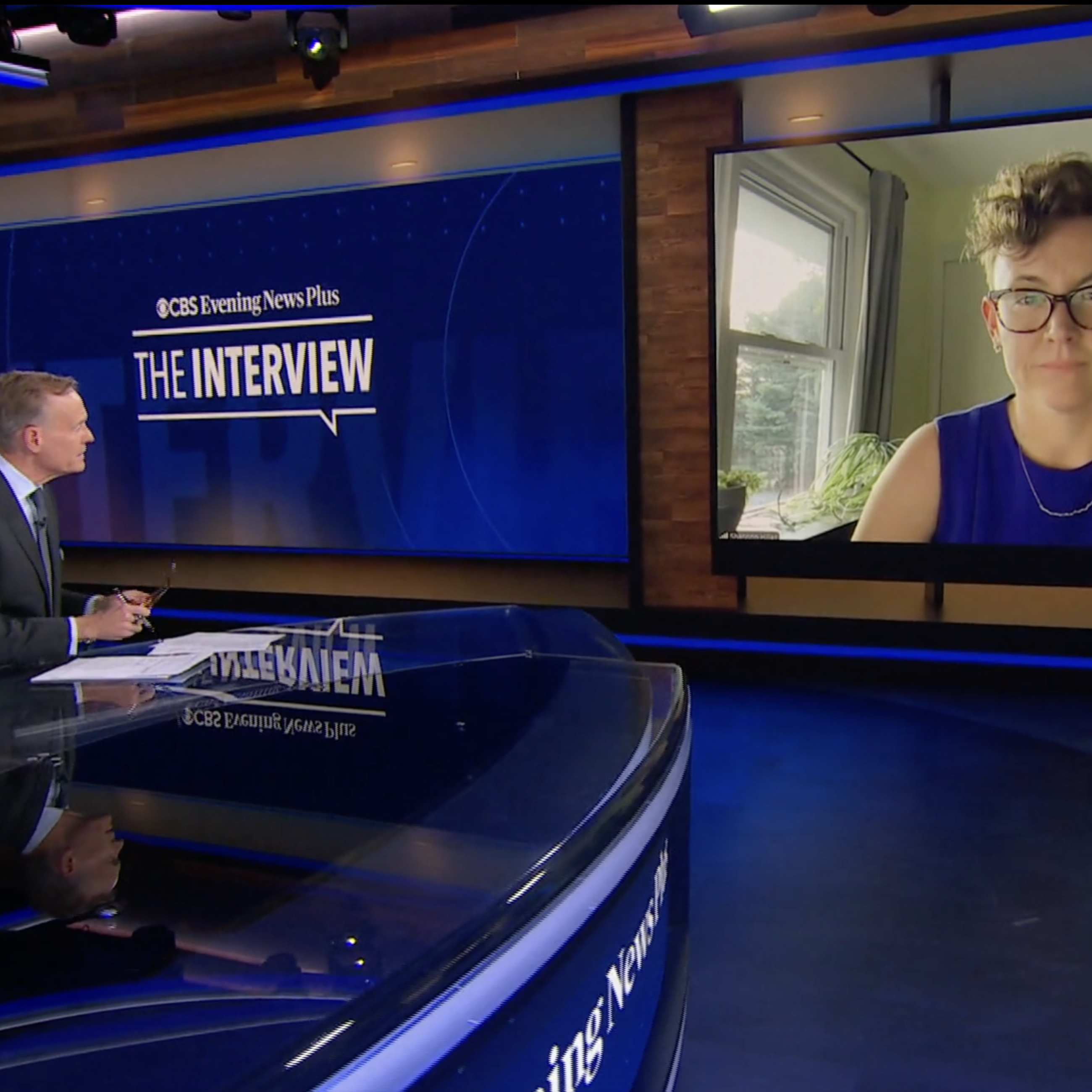 Shannon Hiller interviewed by CBS Evening news host