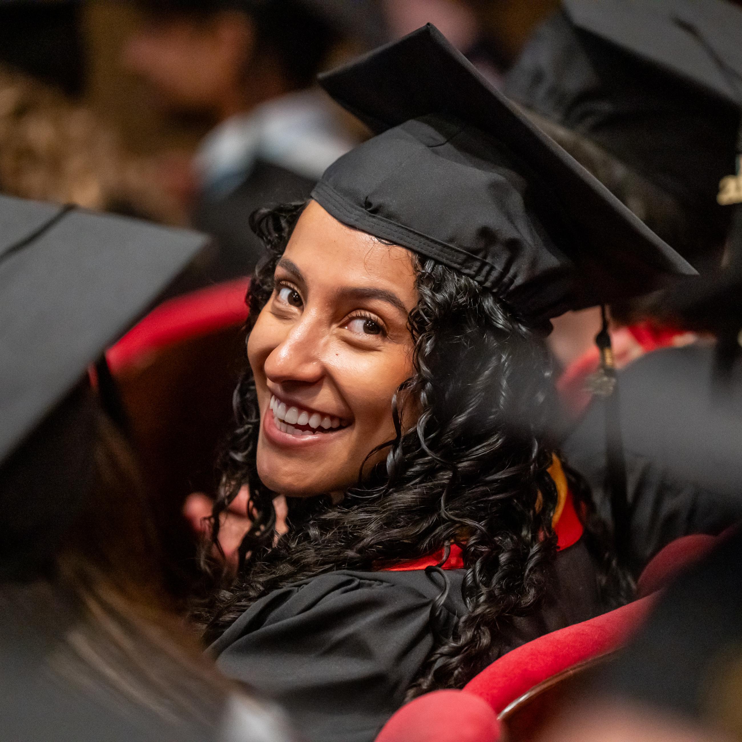 student at hooding ceremony