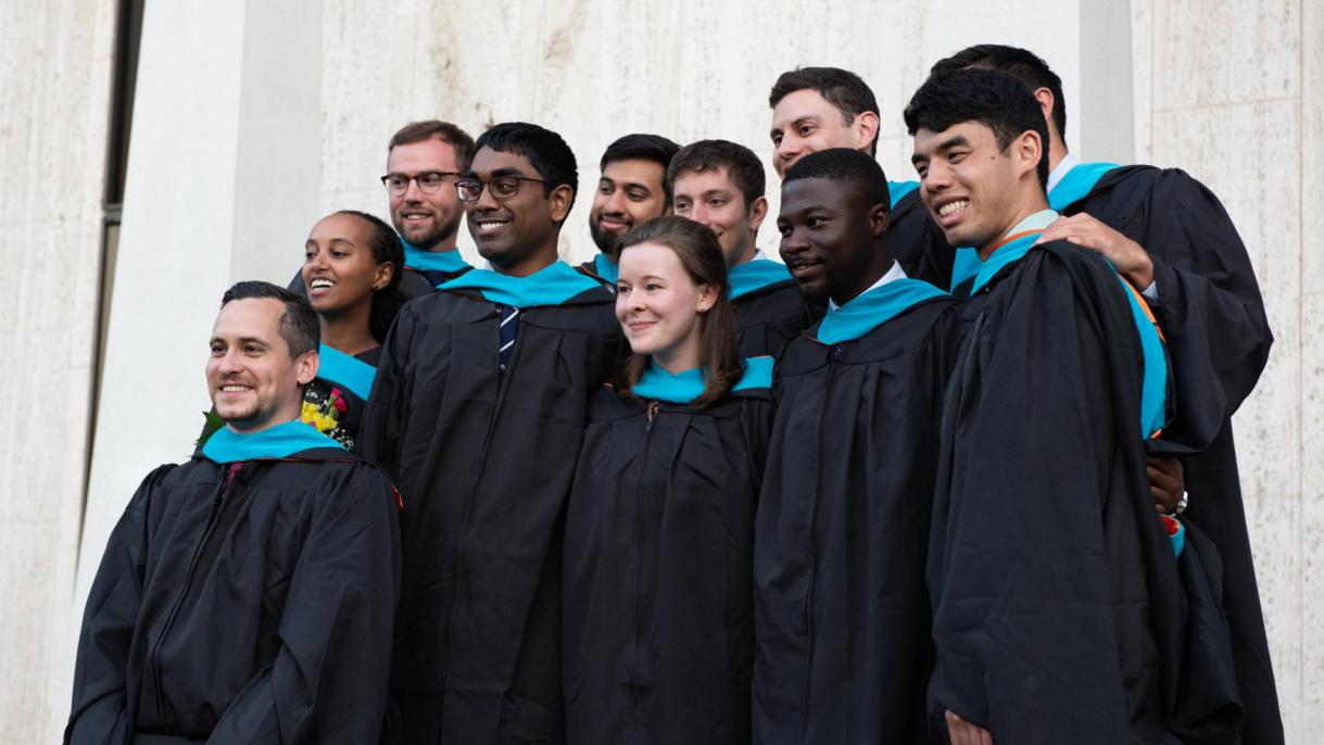 group of students in cap and gown