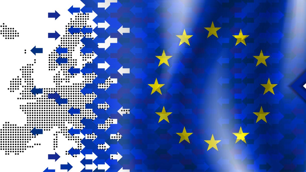 EU flag with arrows