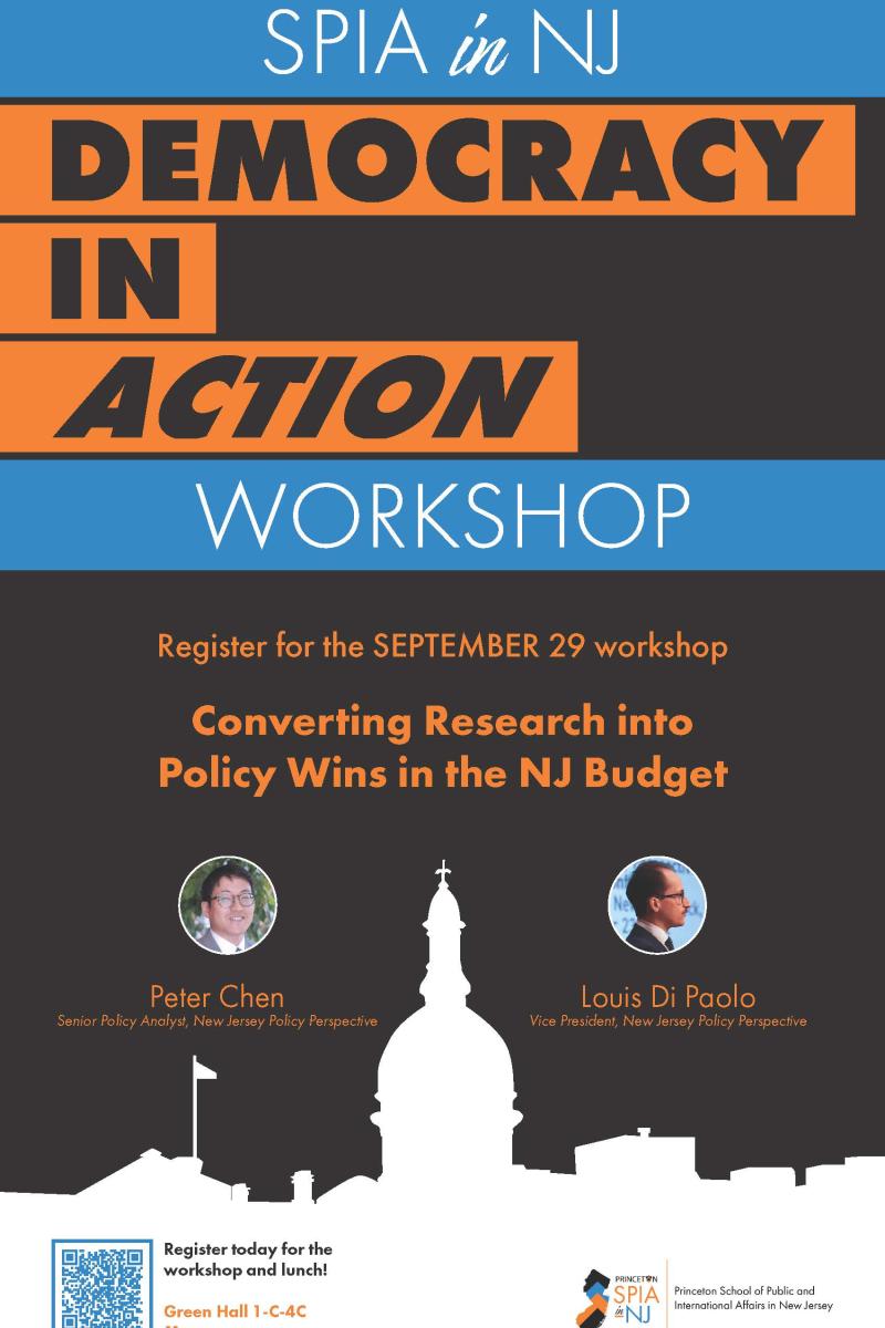 SPIA in NJ Democracy in Action workshop poster