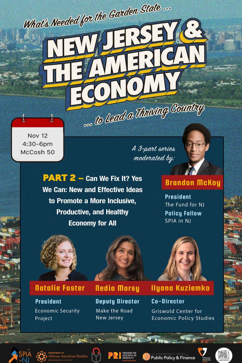 SPIA in NJ Fall 2024 series: New Jersey and the American Economy Part 2 event poster